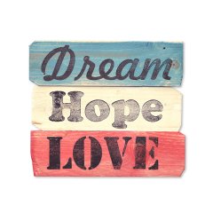 Ahşap Kelimeler ''Dream, Hope, Love'' - Ev ve Cafe Dekorasyonu