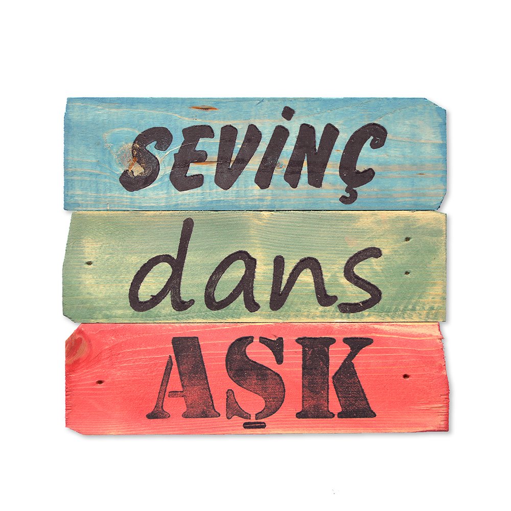 Ahşap Kelimeler ''Sevinç, Dans, Aşk'' - Ev ve Cafe Dekorasyonu