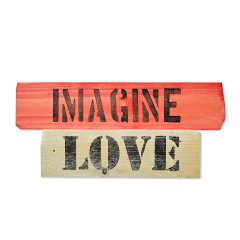Ahşap Kelimeler ''Imagine, Love'' - Ev ve Cafe Dekorasyonu