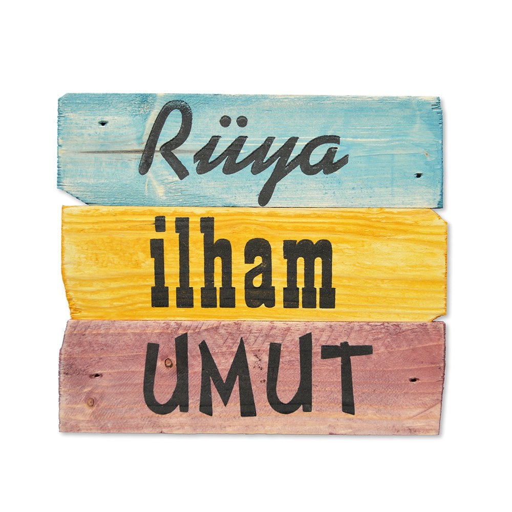 Ahşap Kelimeler ''Rüya, İlham, Umut'' - Ev ve Cafe Dekorasyonu