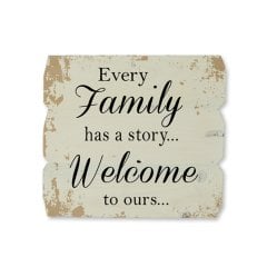 Ahşap Duvar Panosu ''Every Family Has a Story'' - Ev Dekorasyonu