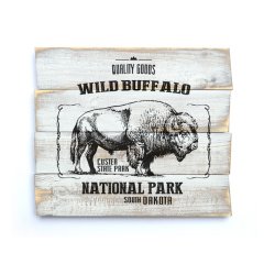 Ahşap Duvar Panosu ''Wıld Buffalo'' - Ev Dekorasyonu