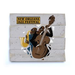 Ahşap Duvar Panosu ''New Orleans Jazz Festival'' - Ev Dekorasyonu