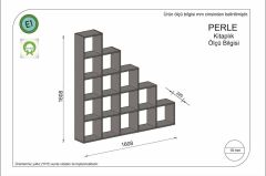 MDF Perle Basmaklı Kitaplık Beyaz