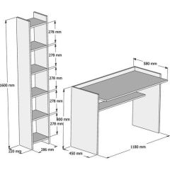 Sıla Beyaz Çalışma Masası Kitaplıklı 118 cm