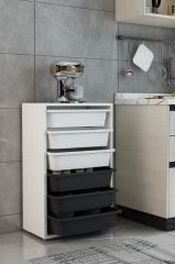 6 Sepetli Beyaz - Siyah Çok Amaçlı Oyuncak Mutfak Banyo Dolabı