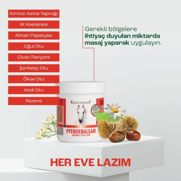 Krauterhof Kırmızı Asma Yaprağı At Kestanesi Ekstreli Bacak Kremi - 100 ml