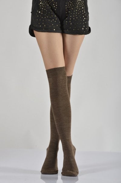 Kadın Dizaltı Çorabı  - Kahverengi