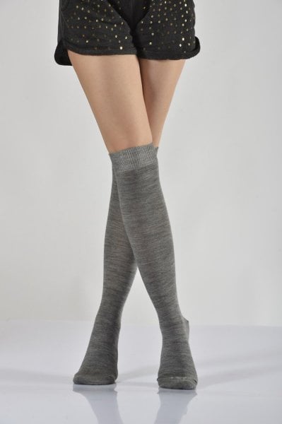 Kadın Dizaltı Çorabı  - Gri
