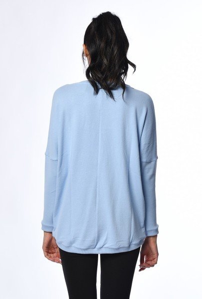 Cotton Candy Geniş Kesim Uzun Kollu Kadın Sweatshirt - Mavi