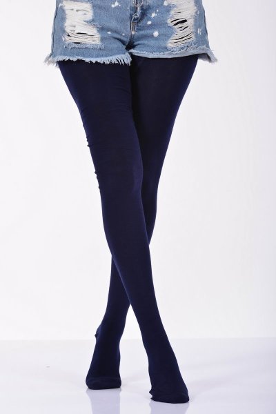 Kadın Düz Renk Külotlu Çorabı  - Saks