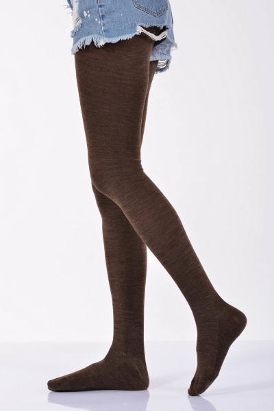 Kadın Düz Renk Külotlu Çorabı  - Kahverengi
