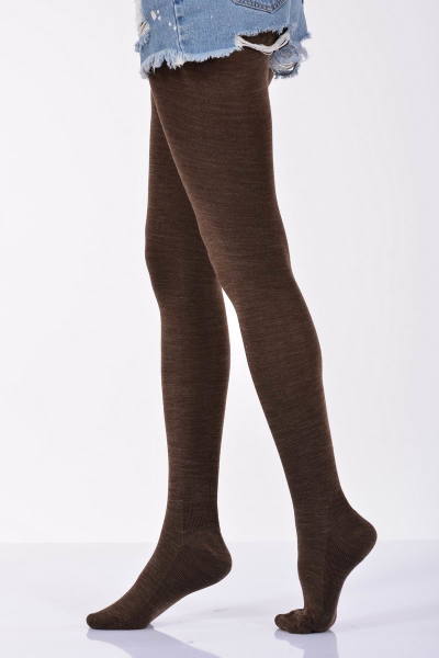 Kadın Düz Renk Külotlu Çorabı  - Kahverengi