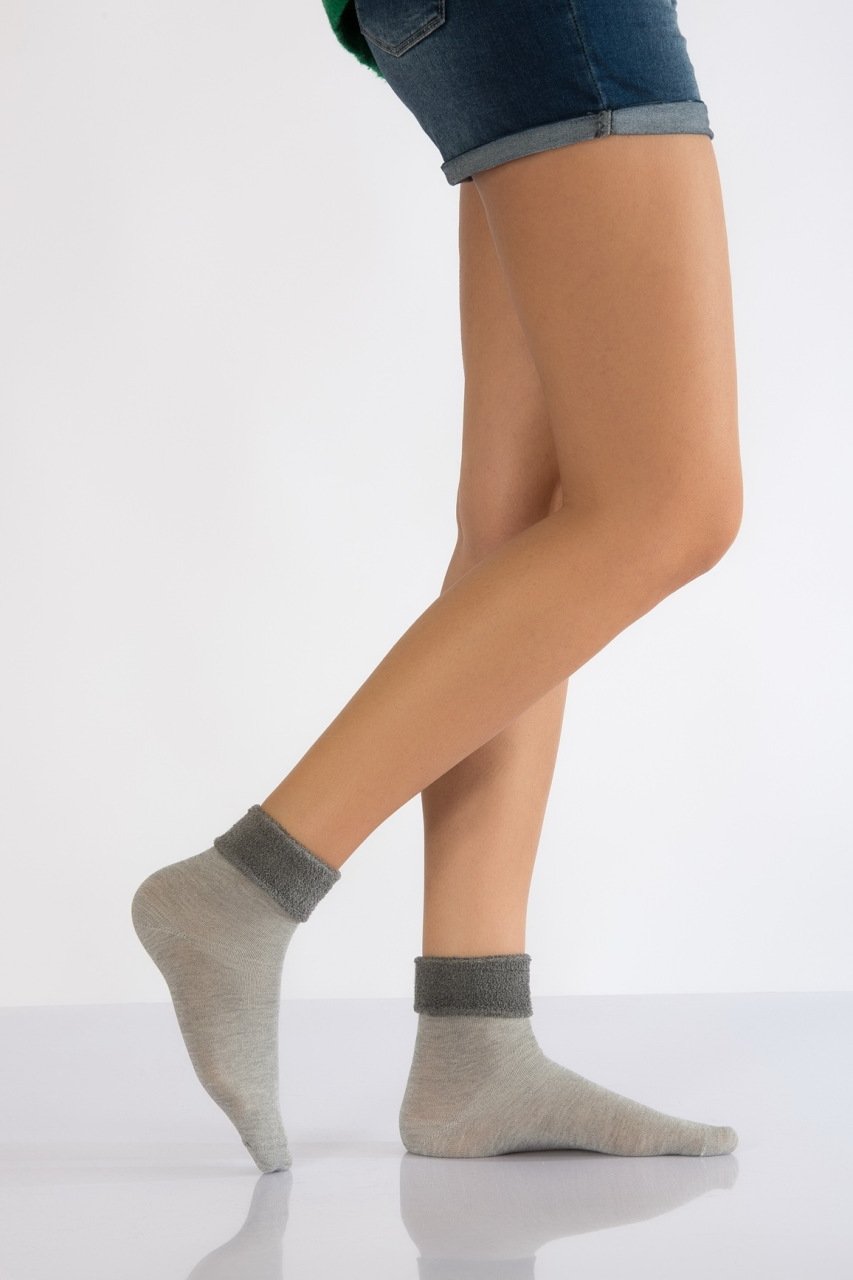 Kadın Bot Soket Çorabı  - Gri