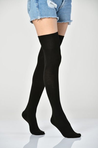 3'Lü Paket Kadın Yün Dizüstü Çorabı (Siyah-Gri-Bej)