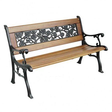 Dekoratif Park Bahçe Döküm/Ahşap Oturma Bankı 57x128cm