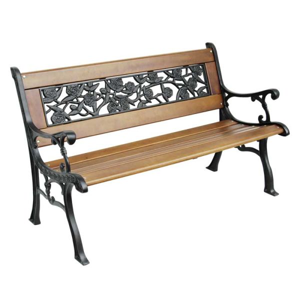 Dekoratif Park Bahçe Döküm/Ahşap Oturma Bankı 57x128cm