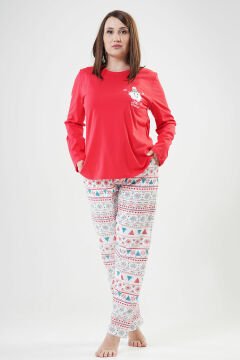 Pamuklu Kadın Büyük Beden Uzun Kol Pijama Takım