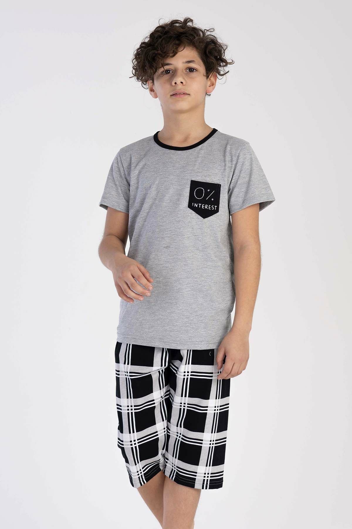 Erkek Çocuk Kısa Kol Kaprili Pijama Takım