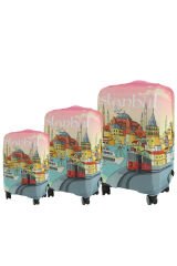 (My#115 İstanbul 1) VALİZLER İÇİN KILIF SETİ (KABİN ORTA VE BÜYÜK)