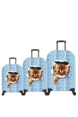 (My#53 Kedili Jean) VALİZLER İÇİN KILIF SETİ (KABİN ORTA VE BÜYÜK)