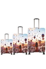 My 72 Kapadokya 2 VALİZ KILIFI / BAVUL KORUYUCU ÖRTÜSÜ Büyük, Orta, Kabin Boy Set
