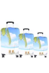 (My#94 Şezlong & Palmiye) VALİZLER İÇİN KILIF SETİ (KABİN ORTA VE BÜYÜK)