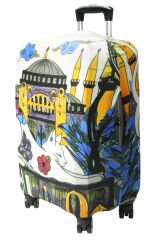 (My#121 Ayasofya / Hagia Sophia KEDİ) VALİZLER İÇİN KILIF SETİ (KABİN ORTA VE BÜYÜK)