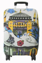 (My#121 Ayasofya / Hagia Sophia KEDİ) VALİZLER İÇİN KILIF SETİ (KABİN ORTA VE BÜYÜK)