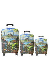 (My#118 İstanbul 2) VALİZLER İÇİN KILIF SETİ (KABİN ORTA VE BÜYÜK)