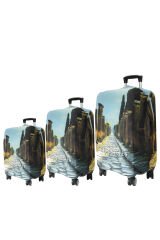 (My#117 Efes / Ephesus) VALİZLER İÇİN KILIF SETİ (KABİN ORTA VE BÜYÜK)