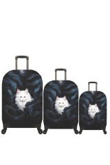 (My#85 Kedi Kara Tüy) VALİZLER İÇİN KILIF SETİ (KABİN ORTA VE BÜYÜK)