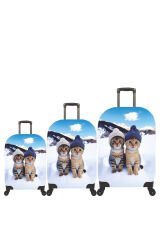 (My#83 Kedi Kar) VALİZLER İÇİN KILIF SETİ (KABİN ORTA VE BÜYÜK)