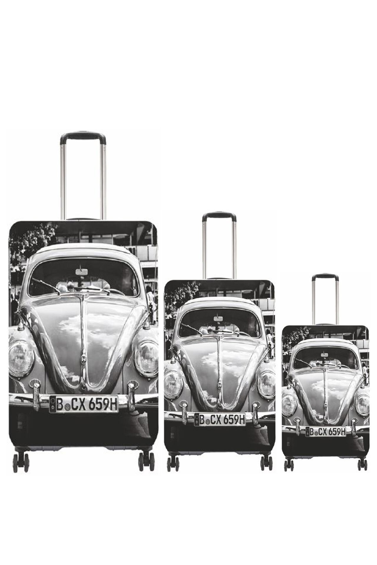 (My#69 Gri Vosvos) VALİZLER İÇİN KILIF SETİ (KABİN ORTA VE BÜYÜK)