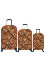 (My#82 Ayıcık) VALİZLER İÇİN KILIF SETİ (KABİN ORTA VE BÜYÜK)