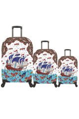 My 57 Çini Gemi VALİZ KILIFI / BAVUL KORUYUCU ÖRTÜSÜ Büyük, Orta, Kabin Boy Set