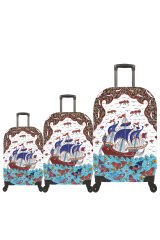 My 57 Çini Gemi VALİZ KILIFI / BAVUL KORUYUCU ÖRTÜSÜ Büyük, Orta, Kabin Boy Set