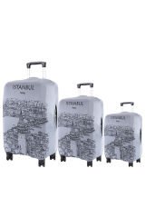 (My#80 Galata Karakalem) VALİZLER İÇİN KILIF SETİ (KABİN ORTA VE BÜYÜK)