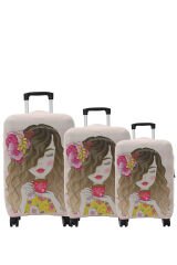 My 67 Kahve İçen Kız VALİZ KILIFI / BAVUL KORUYUCU ÖRTÜSÜ Büyük, Orta, Kabin Boy Set