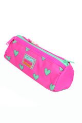 CH 23113 Pembe Yeşil Kalpli - 3' Lü Okul Çantası Seti - Sırt Ve Beslenme Çantası + Kalemlik