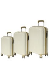GRND 10728 PP CARMILLA- Büyük + Orta + Kabin Boy Valiz / Bavul Seti - Kemik/Şampanya