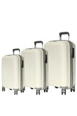 GRND 10728 PP SIRIUS- Büyük + Orta + Kabin Boy Valiz / Bavul Seti - Kemik/Şampanya