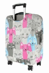 (My#139 KEDİ 2) VALİZLER İÇİN KILIF SETİ (KABİN ORTA VE BÜYÜK)