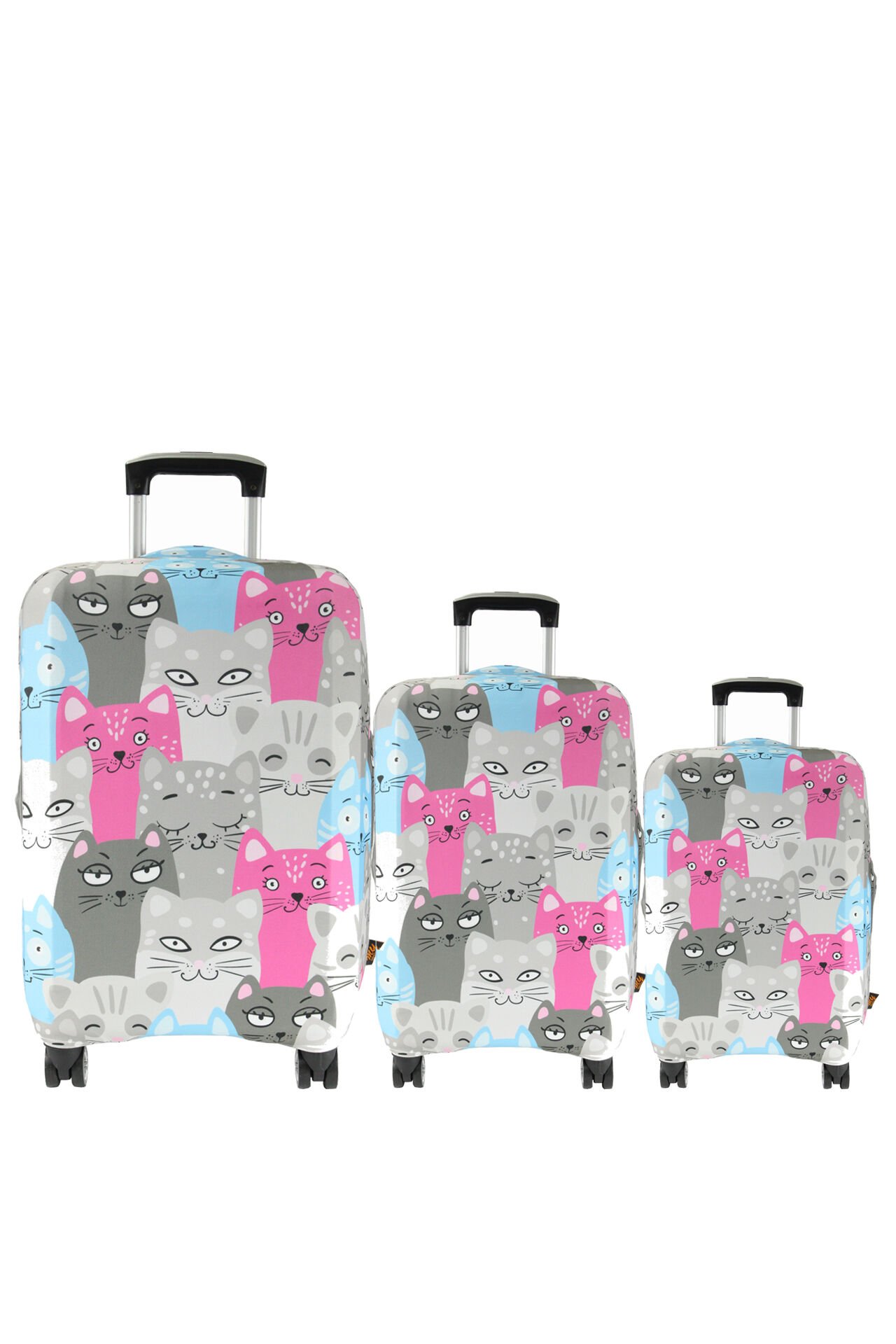 (My#139 KEDİ 2) VALİZLER İÇİN KILIF SETİ (KABİN ORTA VE BÜYÜK)