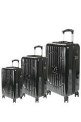 Nippon 1802 Oxygen PC - Büyük + Orta + Kabin Boy Valiz / Bavul Seti - Siyah