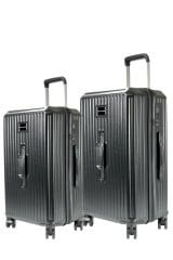 Francesco Ferellino 10706 ABS SANDIK - Büyük + Orta Boy Valiz / Bavul Seti - Siyah