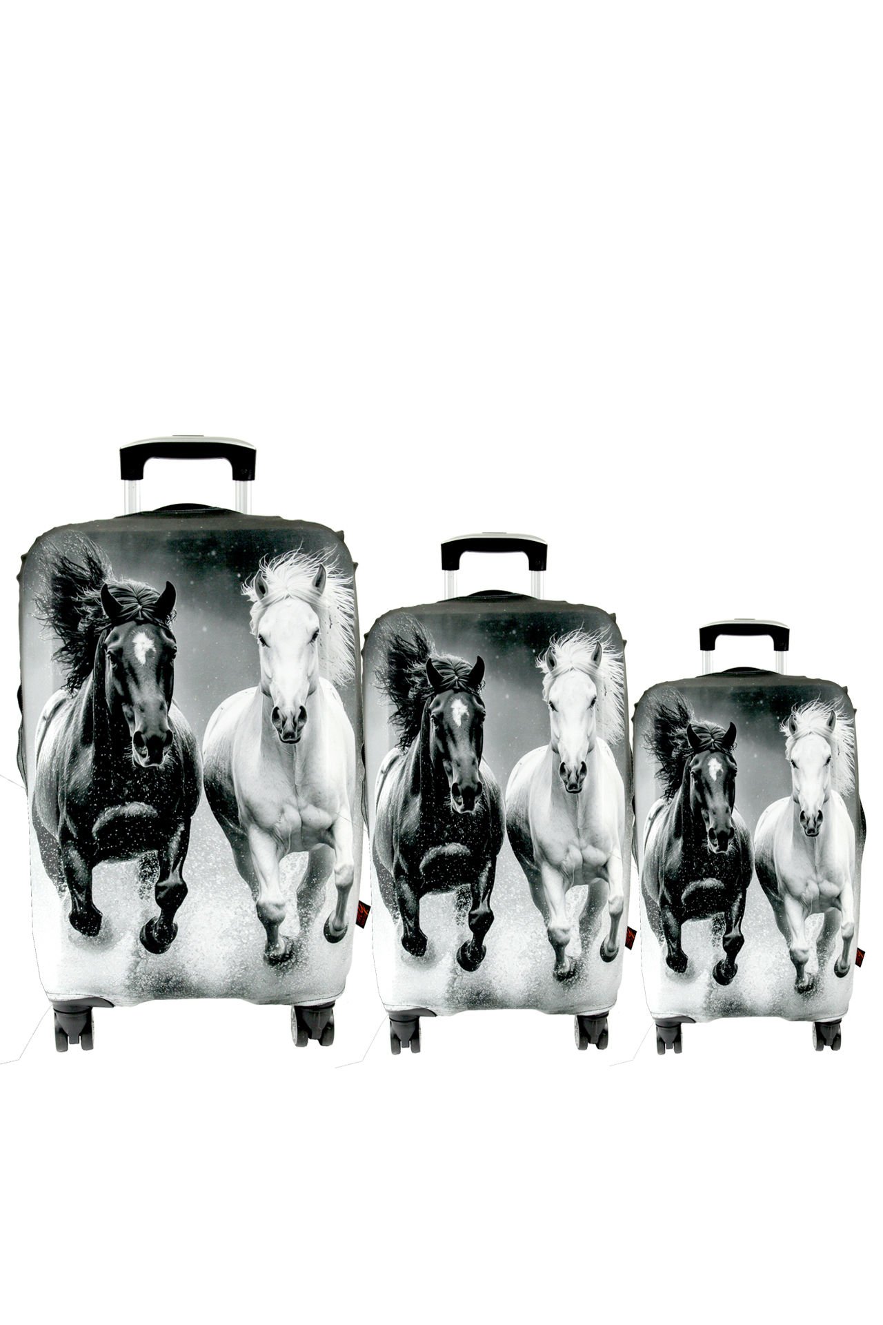 (My#132 Atlar) VALİZLER İÇİN KILIF SETİ (KABİN ORTA VE BÜYÜK)