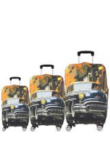 (My#104 Antika) VALİZLER İÇİN KILIF SETİ (KABİN ORTA VE BÜYÜK)