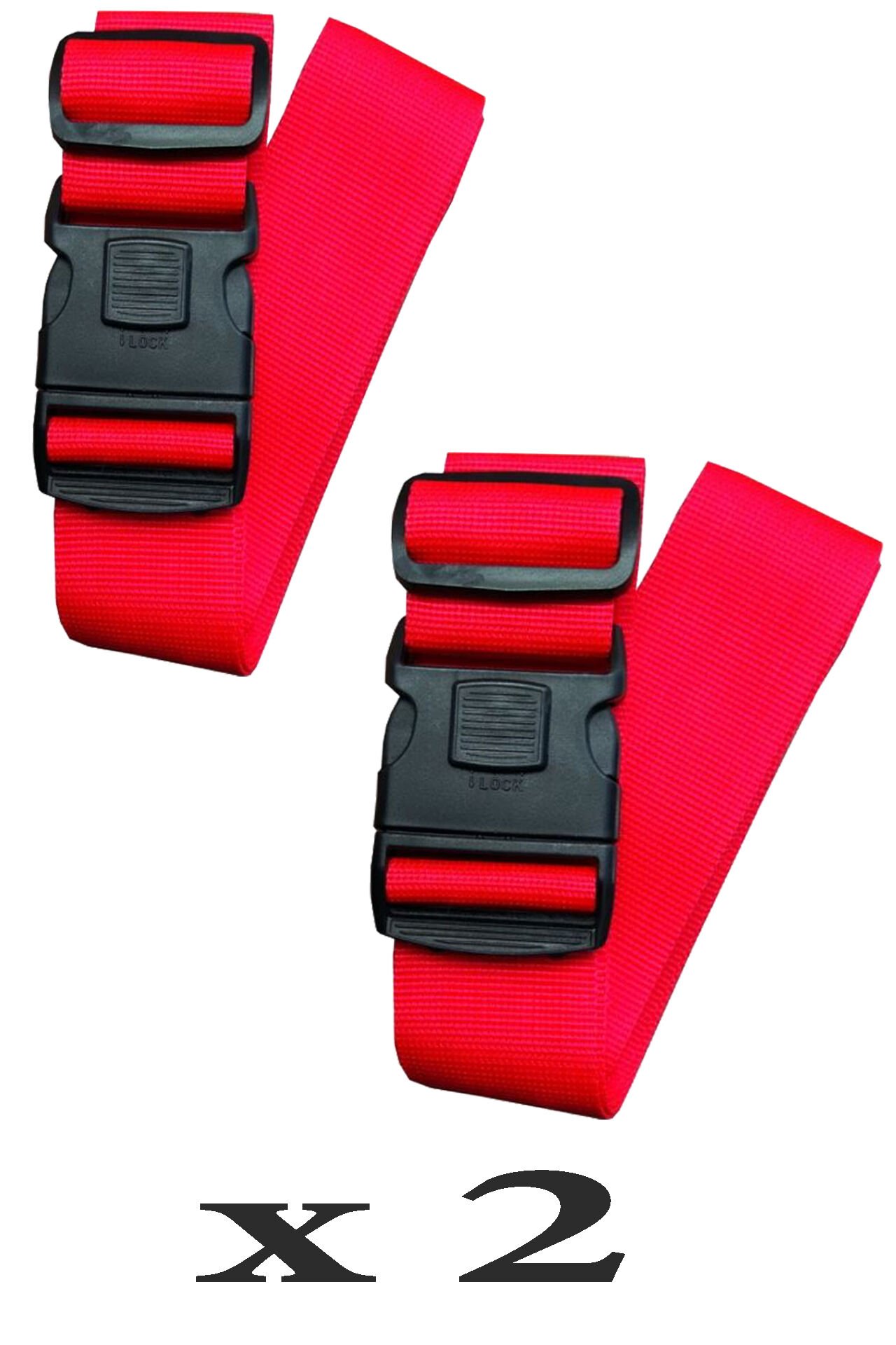 Metropolitan Valiz Bavul Çanta Emniyet Kemeri-Kırmızı, Kilitli, 2 Adet