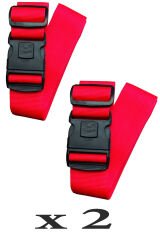 Metropolitan Valiz Bavul Çanta Emniyet Kemeri-Kırmızı, Kilitli, 2 Adet